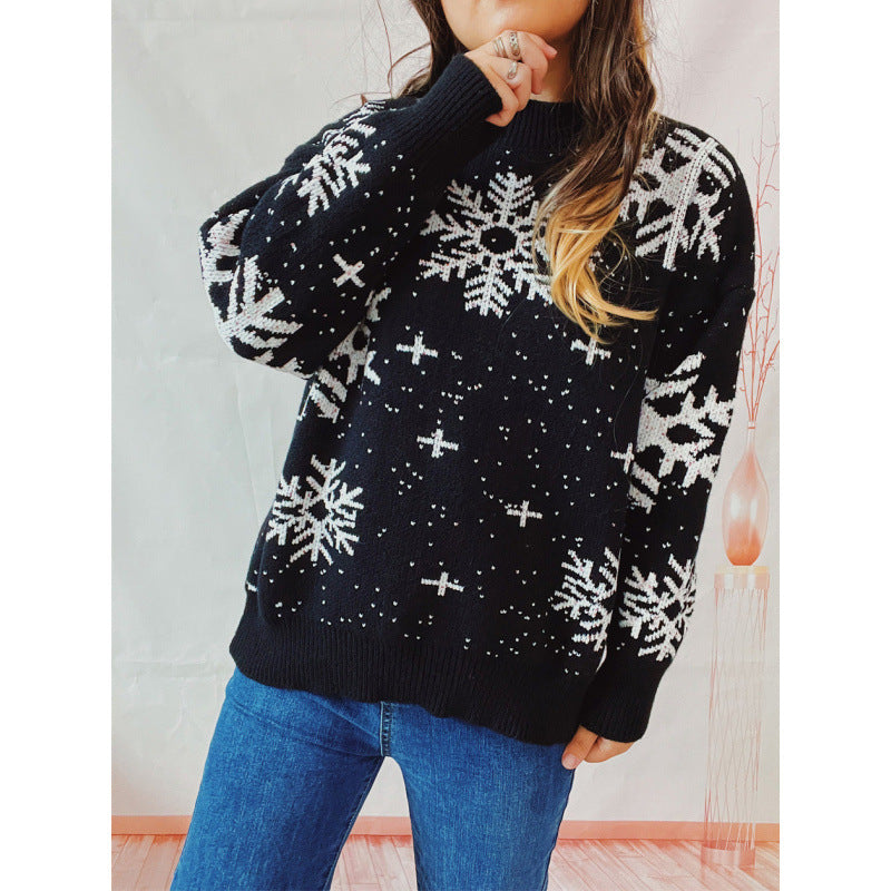 Damen-Strickpullover mit 3D-Weihnachtsmotiv