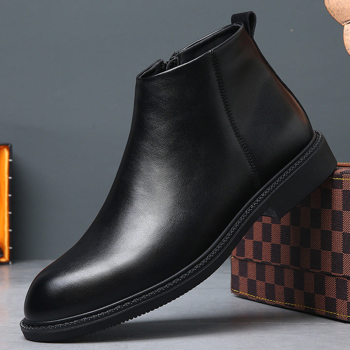 Herren-Chelsea-Stiefel, Echtleder, gefüttert, warm