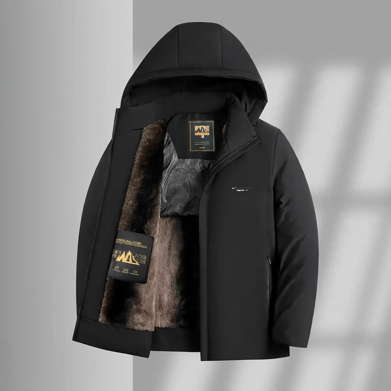 Gefütterte Herren-Winterjacke mit abnehmbarem Kragen