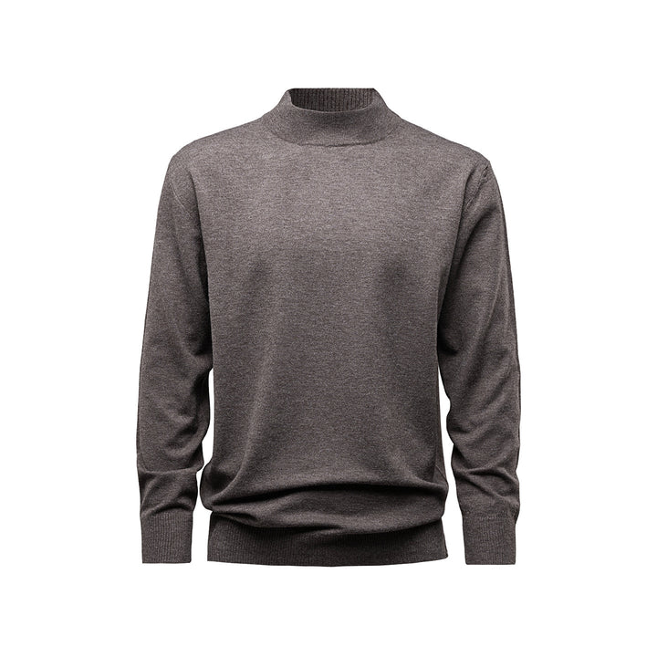 Herren-Strickpullover mit Stehkragen, einfarbig