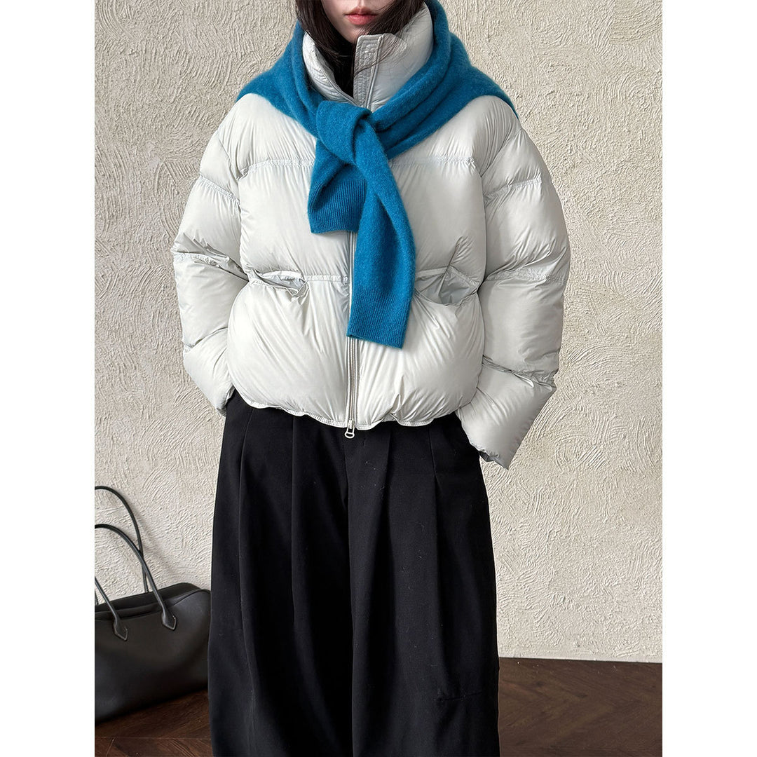 Damen-Daunenjacke mit Stehkragen und weißer Entendaunenfüllung