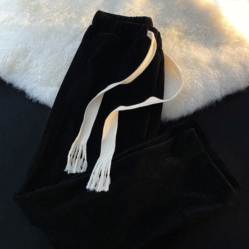 Kord-Weithose mit Kordelzug und hoher Taille