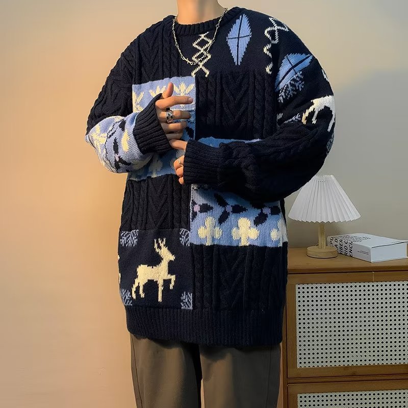 Dicker Strickpullover im Retro-Stil