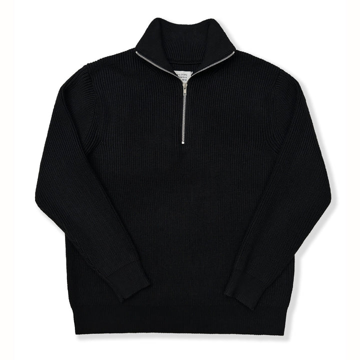 Unisex-Strickpullover mit Reißverschluss und Stehkragen