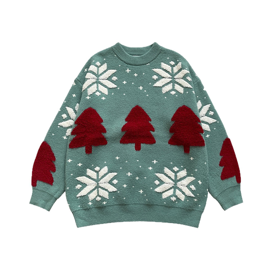 Lockerer Weihnachts-Strickpullover mit Rentier-Motiv