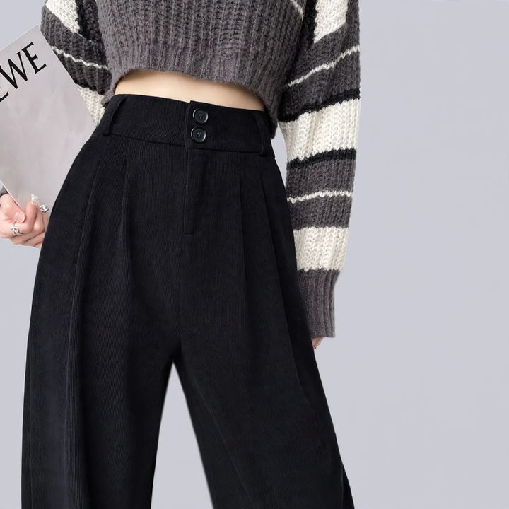 Cord-Weithose mit hohem Bund für Damen