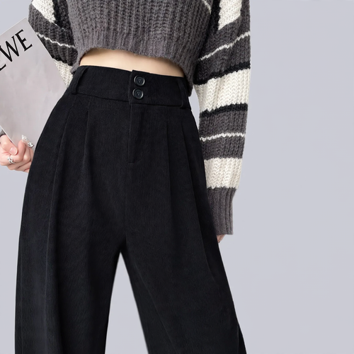Cord-Weithose mit hohem Bund für Damen