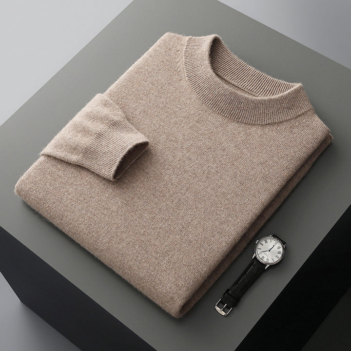 Herren-Wollpullover, dick, mit Stehkragen
