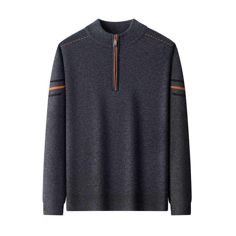 Herren-Strickpullover mit Reißverschluss und Stehkragen