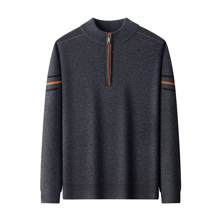 Herren-Strickpullover mit Reißverschluss und Stehkragen