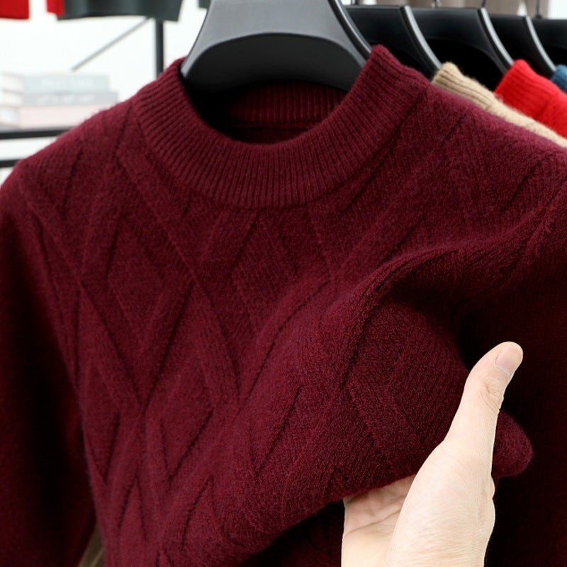 Herren-Wollpullover, Stehkragen, warm, große Größen