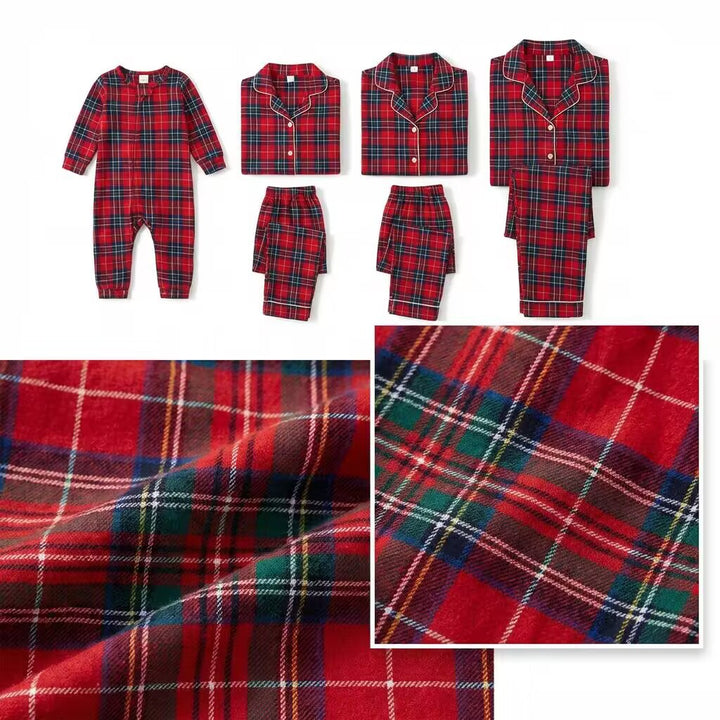 Luxuriöses Familien-Schlafanzug-Set mit Kragen
