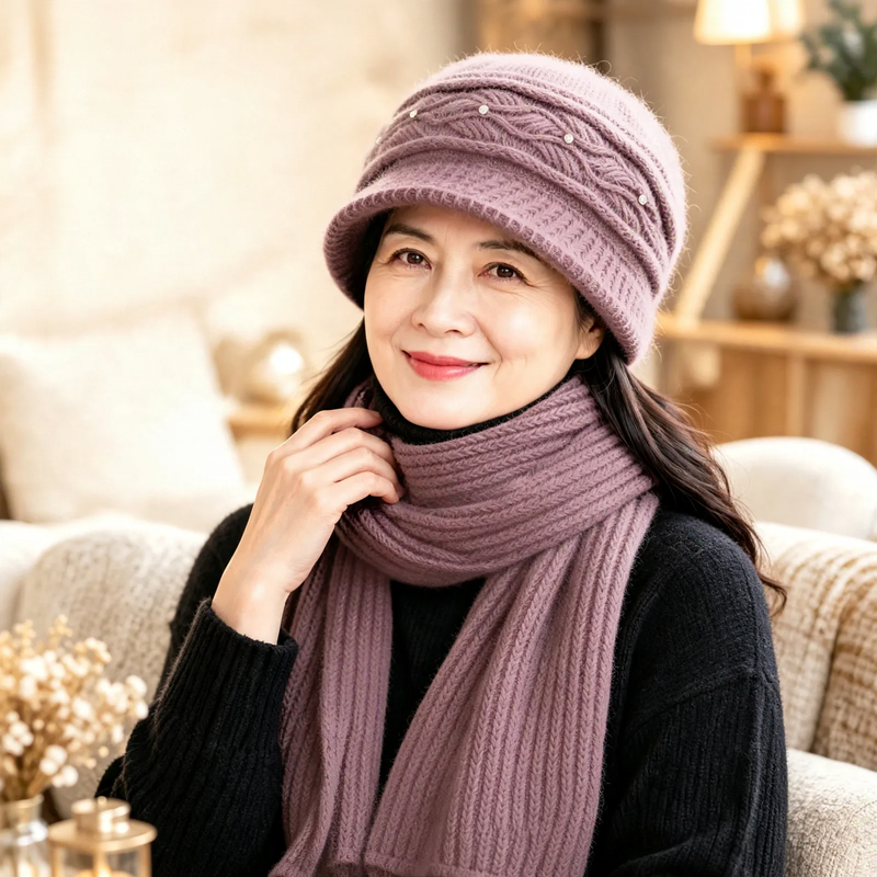 Strickmütze und Schal Set für Damen