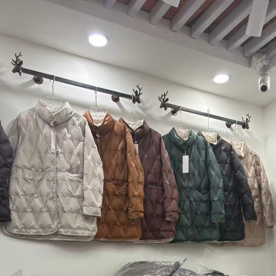 Wendbare Daunenjacke für Damen, mittellang, große Größen