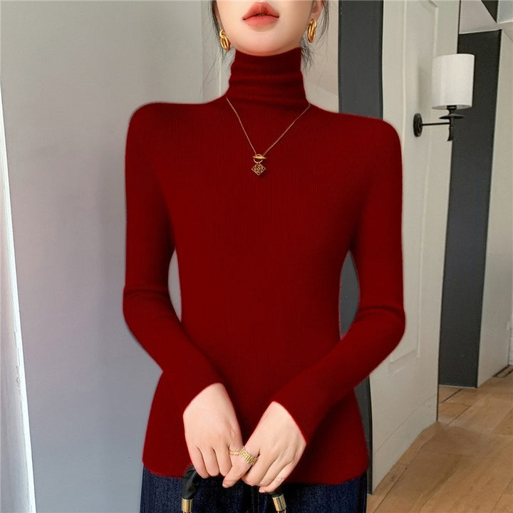 Damen-Strickpullover mit Stehkragen, figurbetont