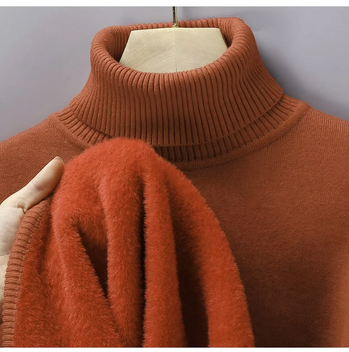Herren-Wollpullover mit Rollkragen und Fleecefutter