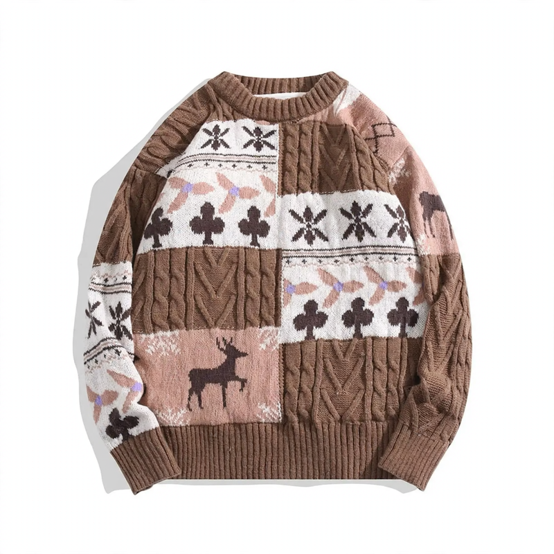 Gefütterter Strickpullover im japanischen Retro-Stil