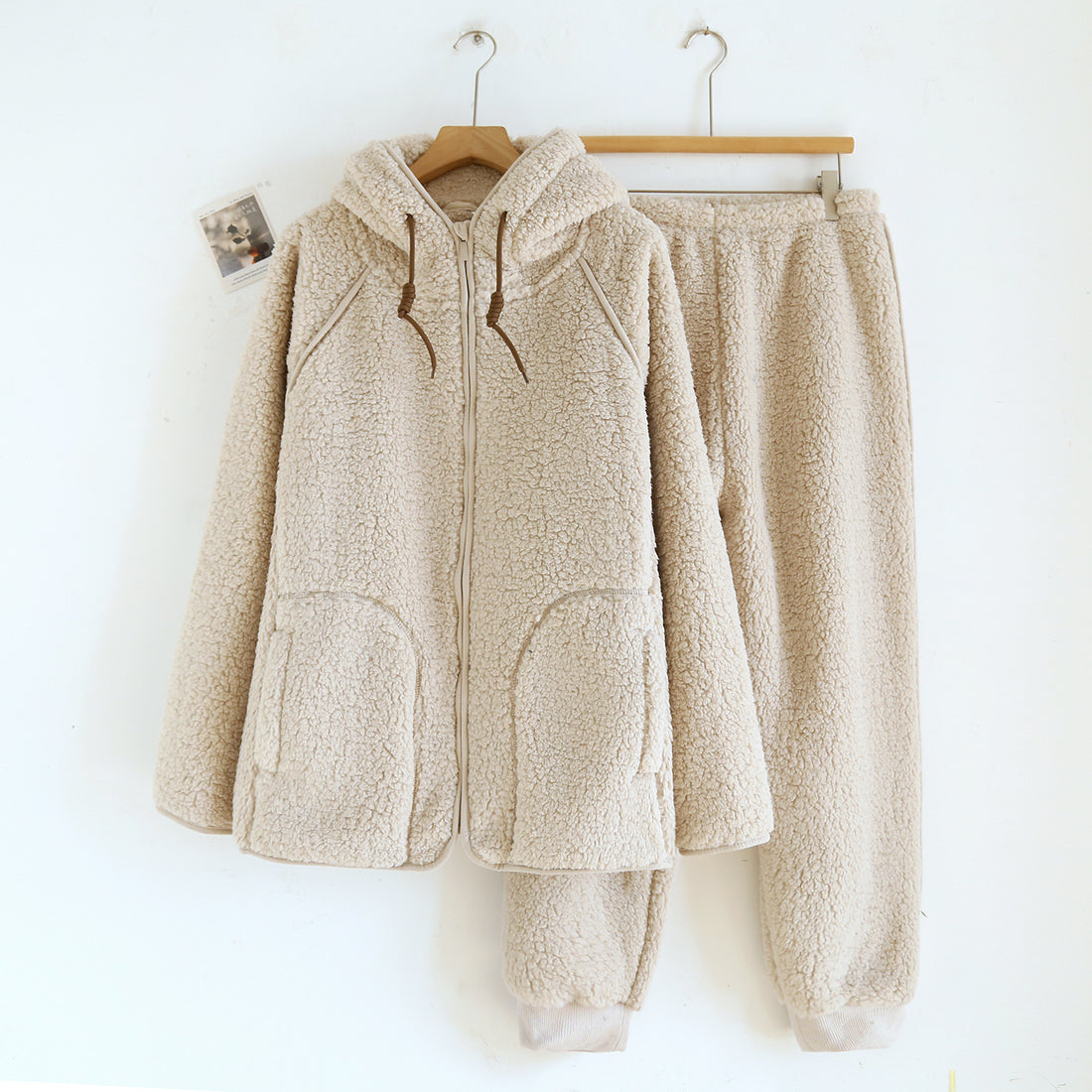 Lammfleece-Imitat Hausanzug-Set mit Kapuze für Paare