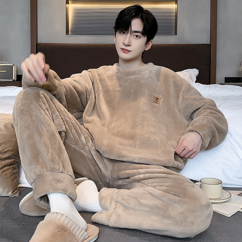 Herren-Pyjama-Set, Korallenfleece, warm und atmungsaktiv