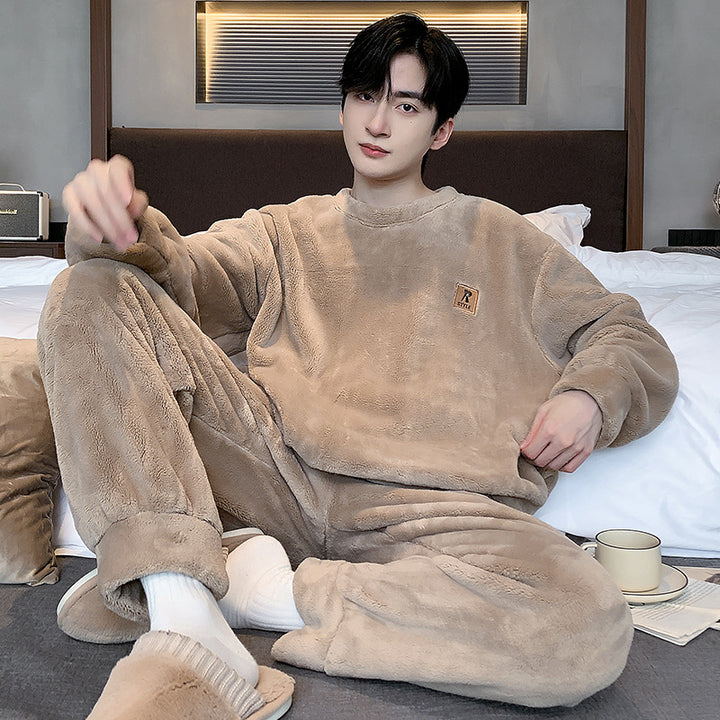 Herren-Pyjama-Set, Korallenfleece, warm und atmungsaktiv