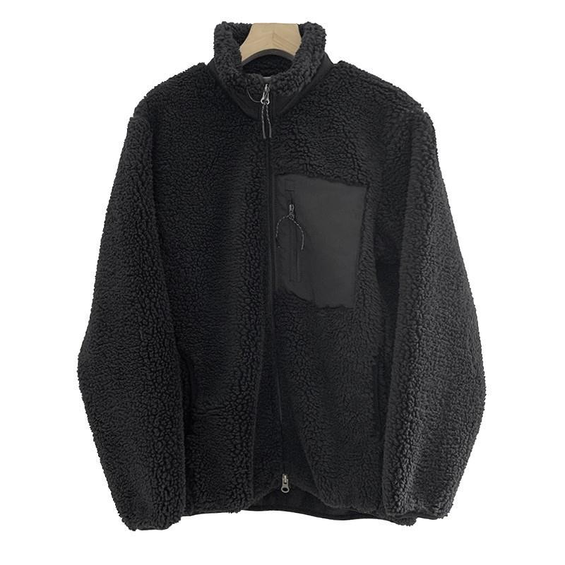 Winddichte Lammfell-Imitat Jacke mit Stehkragen