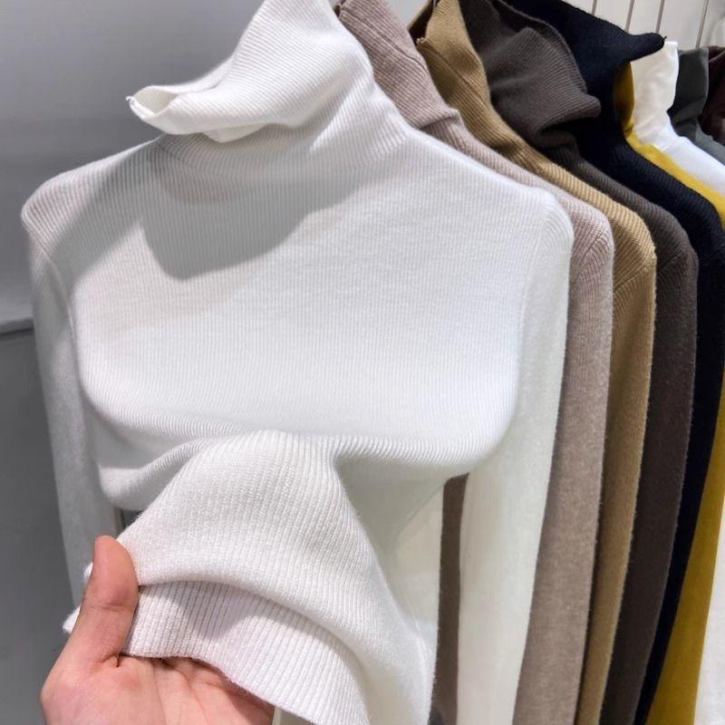 Schlankmachender Damen-Strickpullover mit Stehkragen