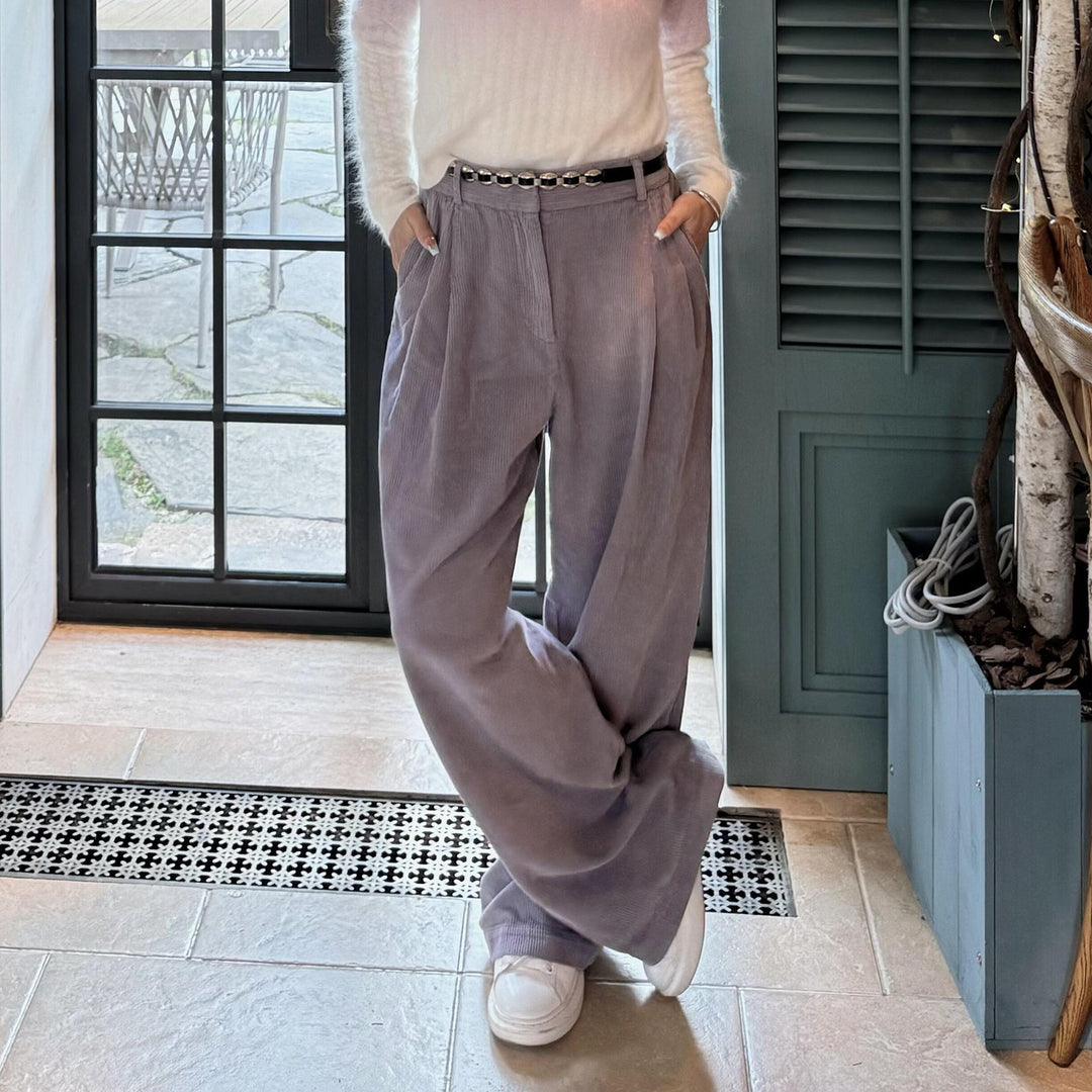 Damen-Cordhose, gerade geschnitten, Baumwolle, Französischer Stil