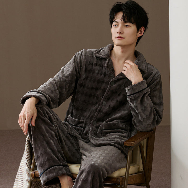 Herren-Schlafanzug-Set, Flanell, warm
