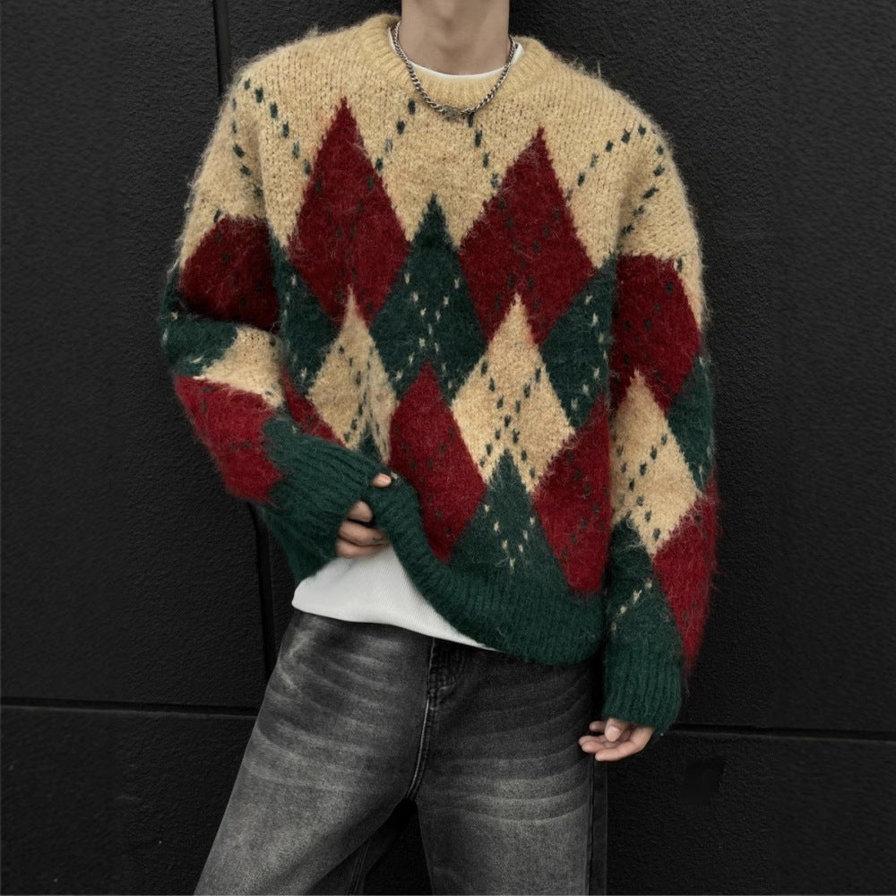 Herren-Strickpullover mit Rautenmuster