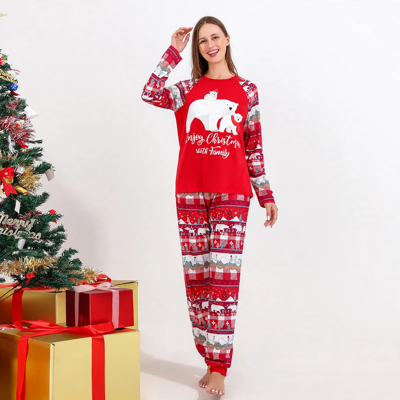Weihnachts-Pyjama-Set für die Familie, Strickoptik-Druck