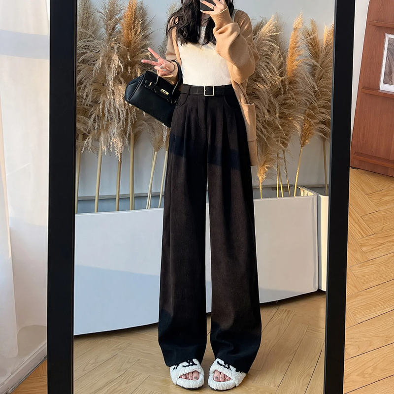 Elegante Cord-Hose für Damen, weit geschnitten