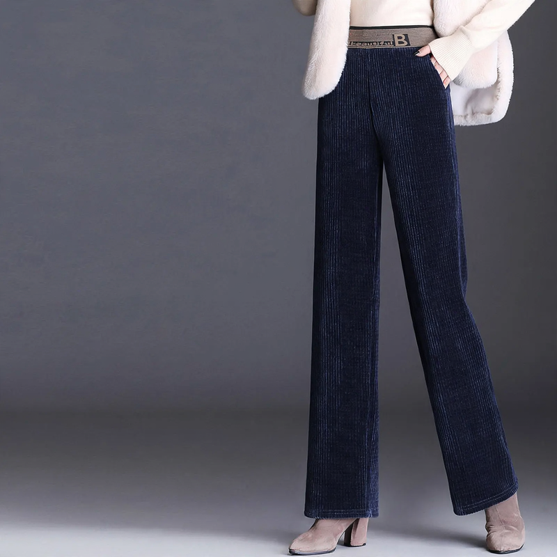 Gefütterte Damen-Cordhose mit hohem Bund