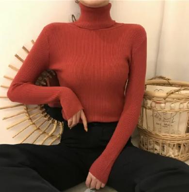 Damen-Rollkragenpullover, Strick, figurbetont