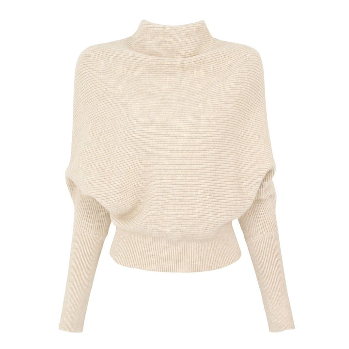 Damen-Strickpullover mit Rollkragen und Fledermausärmeln