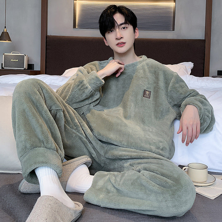 Herren-Pyjama-Set, Korallenfleece, warm und atmungsaktiv