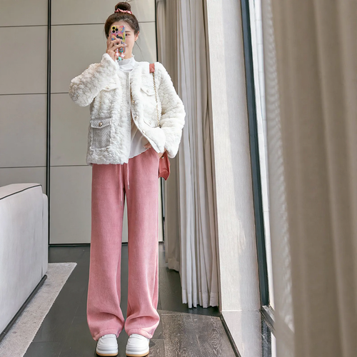 Chenille-Cord-Weithose mit hohem Bund