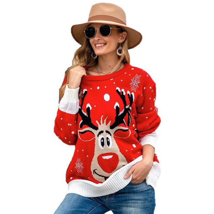 Damen-Weihnachtspullover mit Rentier-Motiv
