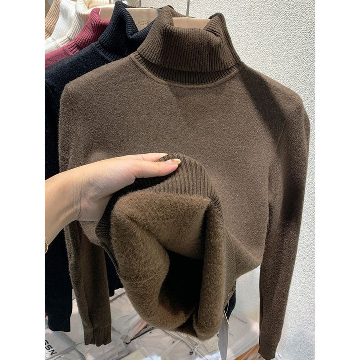 Damen-Rollkragenpullover, gefüttert, Strick