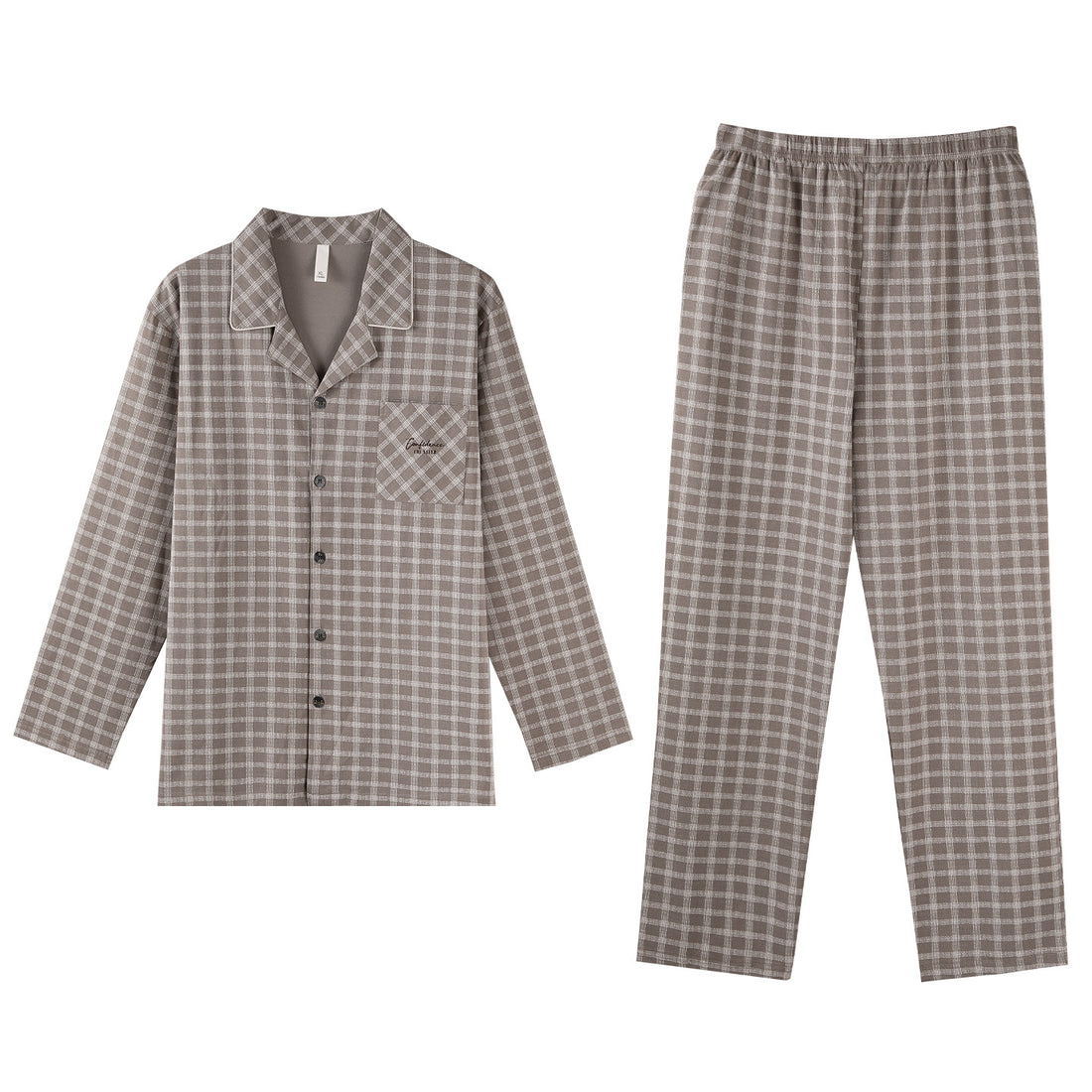 Herren-Pyjama-Set, kariert, Baumwolle, Vintage-Stil