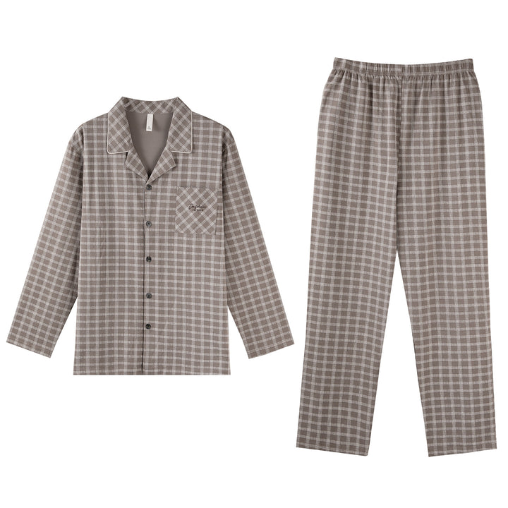 Herren-Pyjama-Set, kariert, Baumwolle, Vintage-Stil