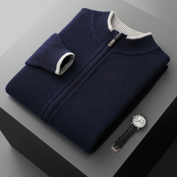 Herren-Strickjacke mit Reißverschluss und Stehkragen