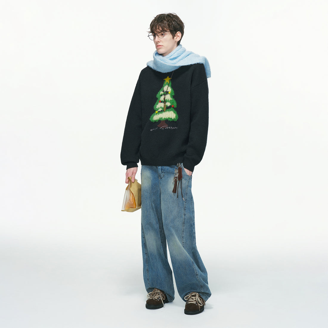 Unisex Strickpullover mit Weihnachtsmotiv