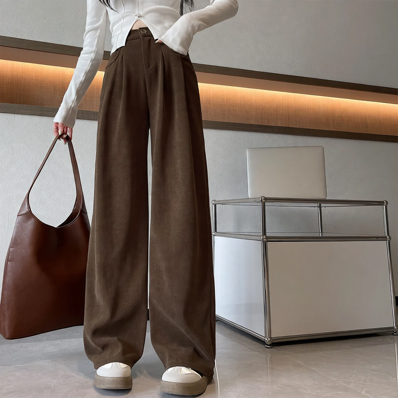 Damen-Cordhose, weit geschnitten, fließend
