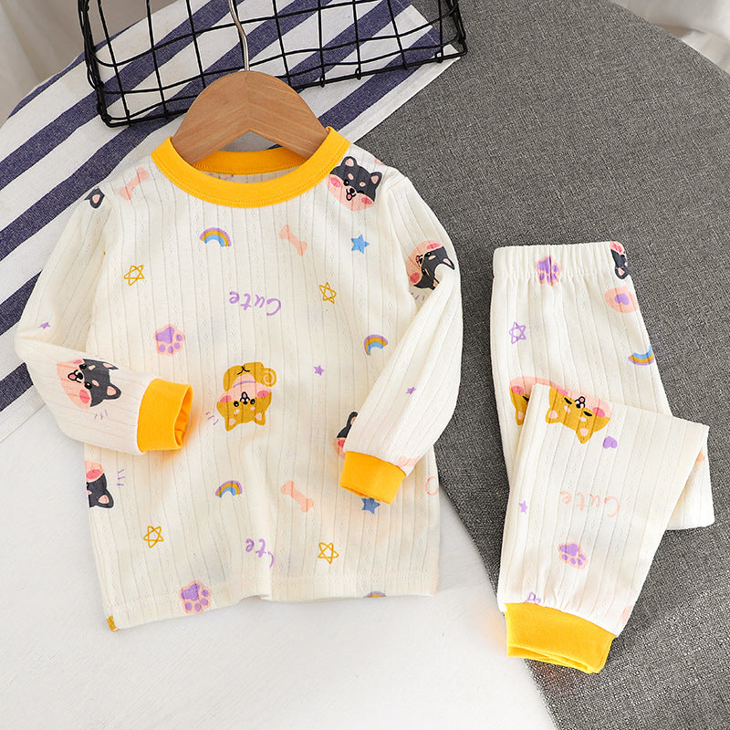 Kinder-Schlafanzug-Set aus Baumwolle mit Jacquard-Muster