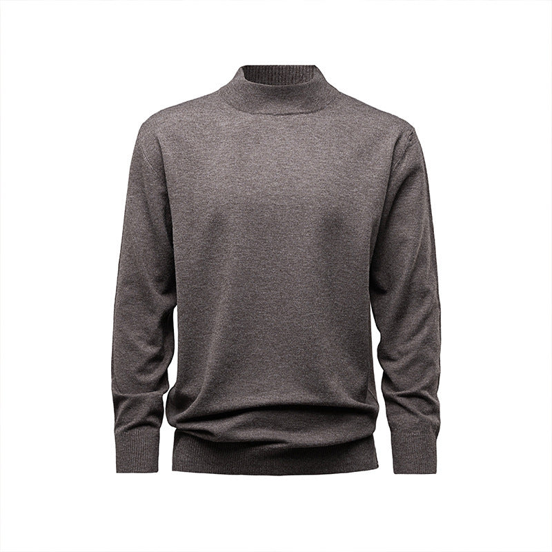 Herren-Strickpullover mit Stehkragen, einfarbig