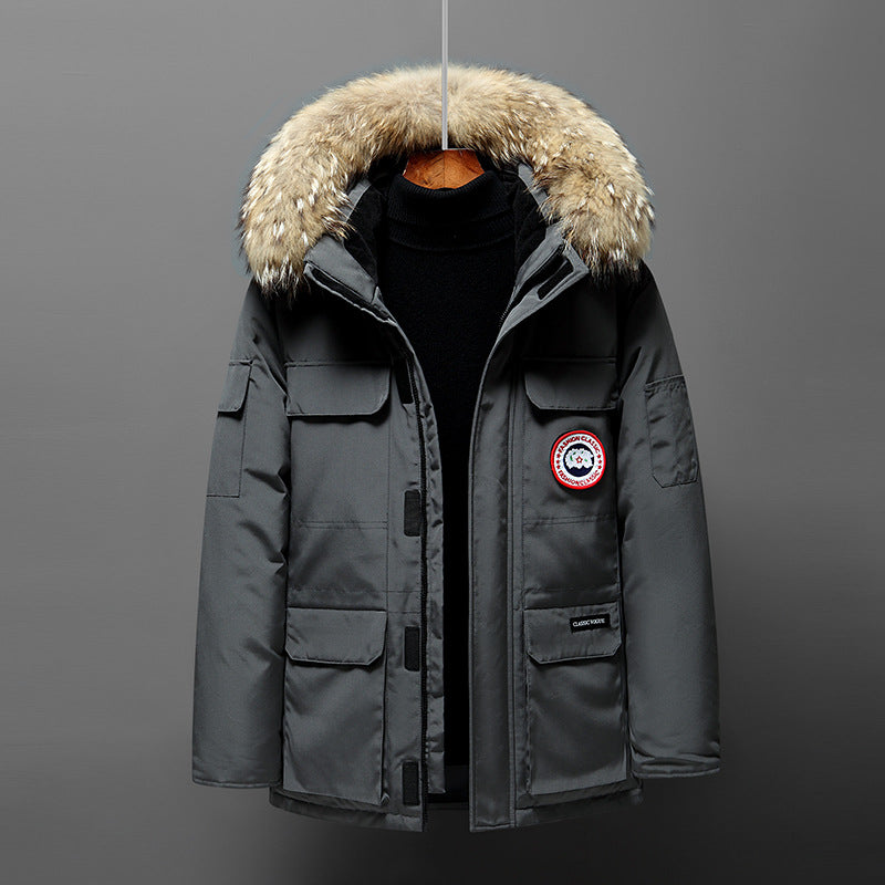 Modische Unisex-Daunenjacke mit abnehmbarem Kragen