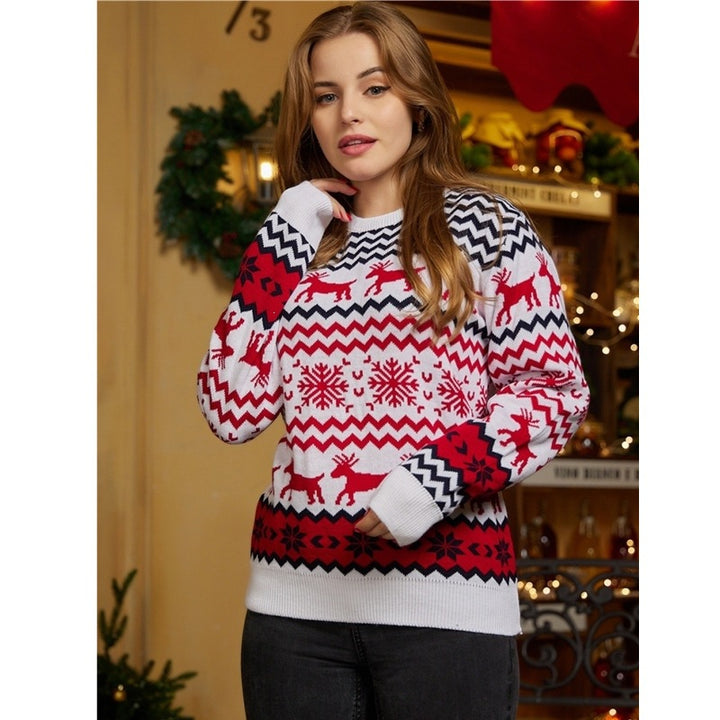 Weihnachtlicher Partner-Strickpullover mit Rentier-Jacquard