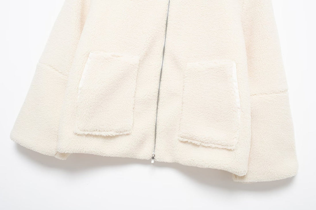 Damen-Teddyfleece-Jacke, Reißverschluss, Locker, Modell Y14-11722