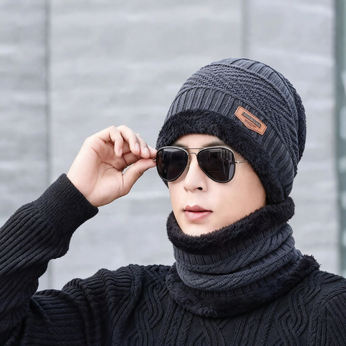 Strickmütze und Schal Set für Herren