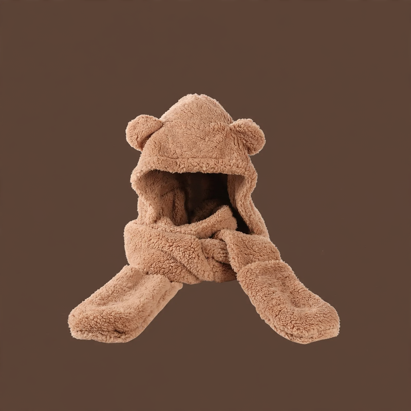 Flauschiges Bären-Set: Mütze, Schal und Handschuhe